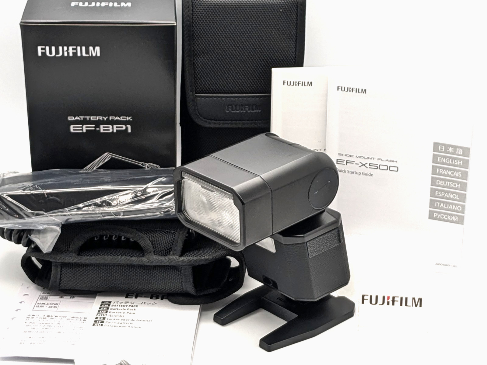 [MINT] Fujifilm EF-X500 Shoe Mount Flash + Unused EF-BP1 Battery Pack from Japan