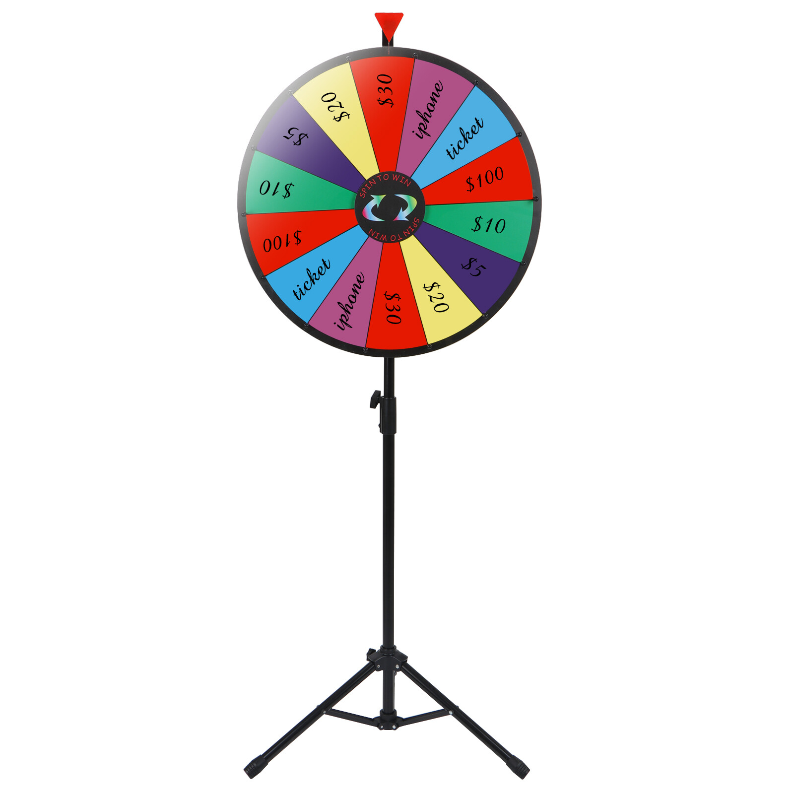 Fortune Folding Tripod Floor Stand 24" Prize Wheel Carnival Spinnig Game Color