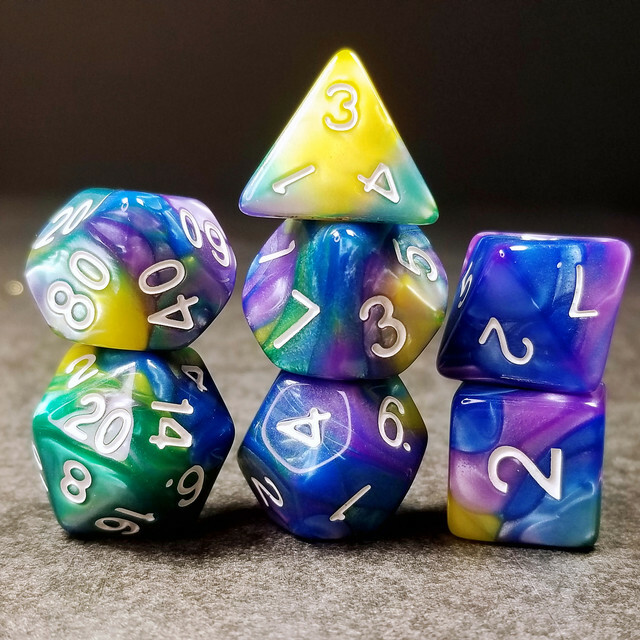 Sage's Stones - Purp/Blue Acrylic Polyhedral Dice Set Games DnD Dungeons Dragons
