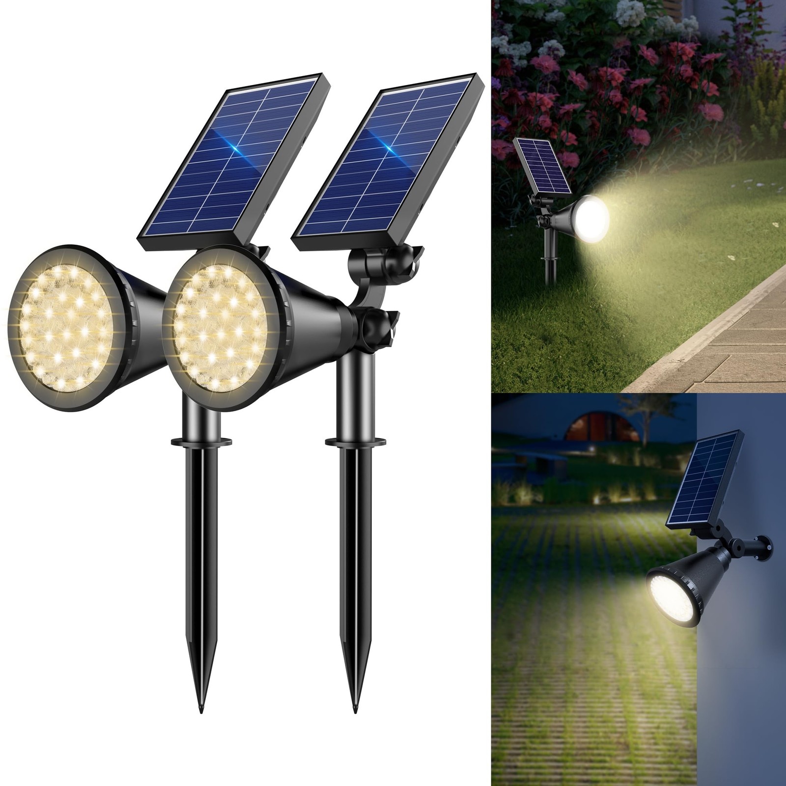 Solar Spot Lights Outdoor, 36 LEDs Solar Landscape Lighting with 2200mAh, Out...