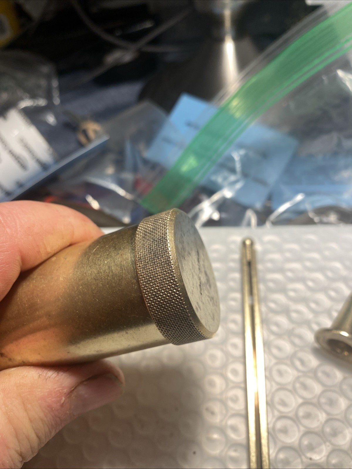Brass Powder Horn, Measure and Capper.