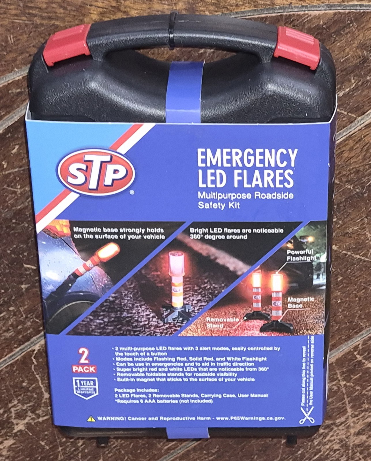 STP 2pk Emergency LED Multipurpose Roadside Safety Kit w/Case *3 Alert Modes*