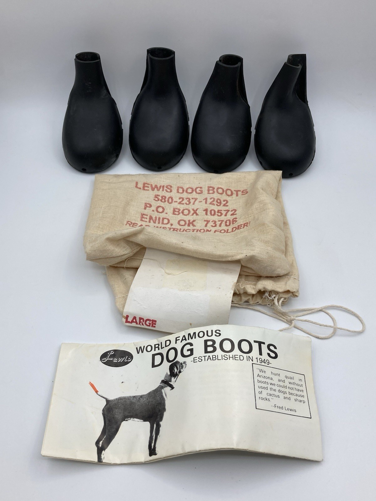 Vintage Lewis Dog Boots Rubber Vented Size Large With Original Bag And Folder