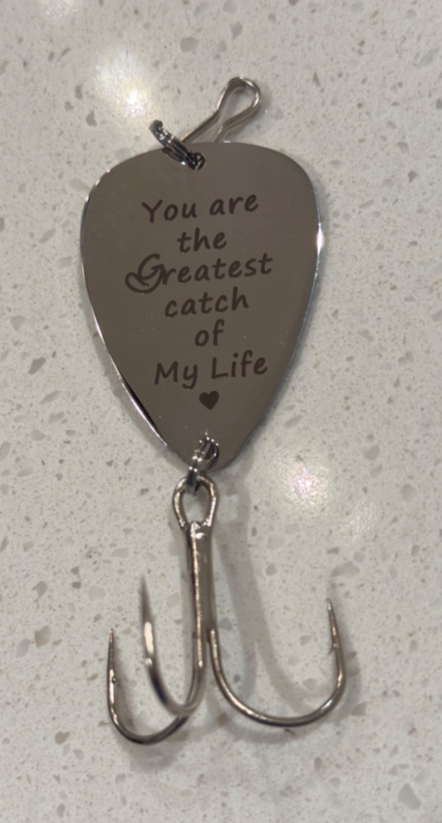 " You Are The Greatest Catch of My Life " Engraved Fishing Lure Hook Gift W/ Box