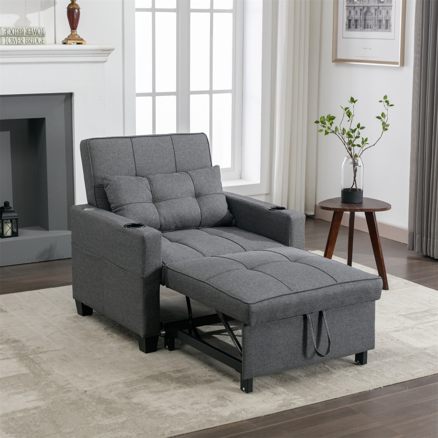 Convertible Sleeper Sofa Bed 3in1 Multi-Functional Folding Sofa Bed w/ USB Port