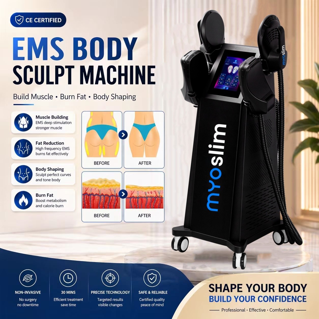 2026 MYOslim Body Engraving Machine Body Shaping Massage Fat Removal Buttocks