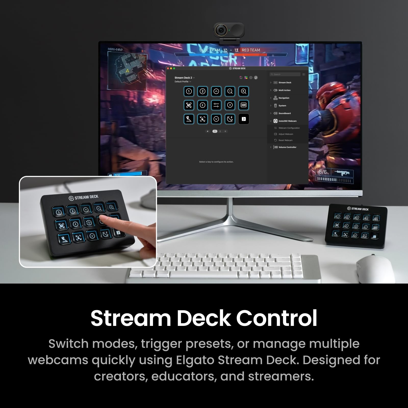 Link 2C Pro Creator Bundle – 4K Webcam for PC/Mac, 1/1.3” Sensor, Low-Light, ...