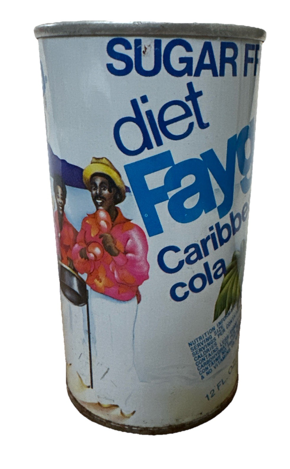 1970’s Faygo Diet Caribbean Cola Soda Pop Can 12oz Straight Steel Pull Tab