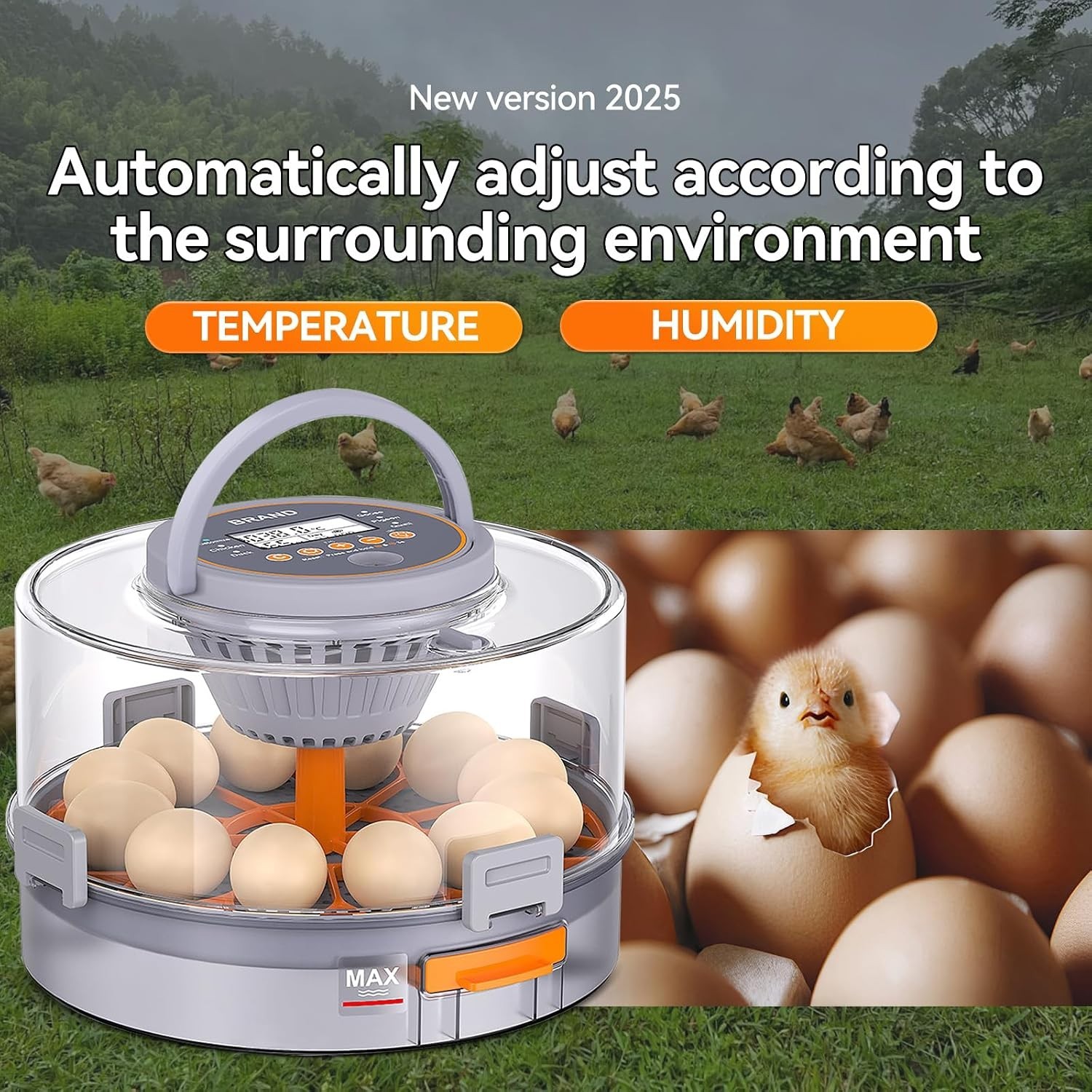 12 Egg Incubators for Hatching Eggs, Automatic Egg Turning & Humidity Control