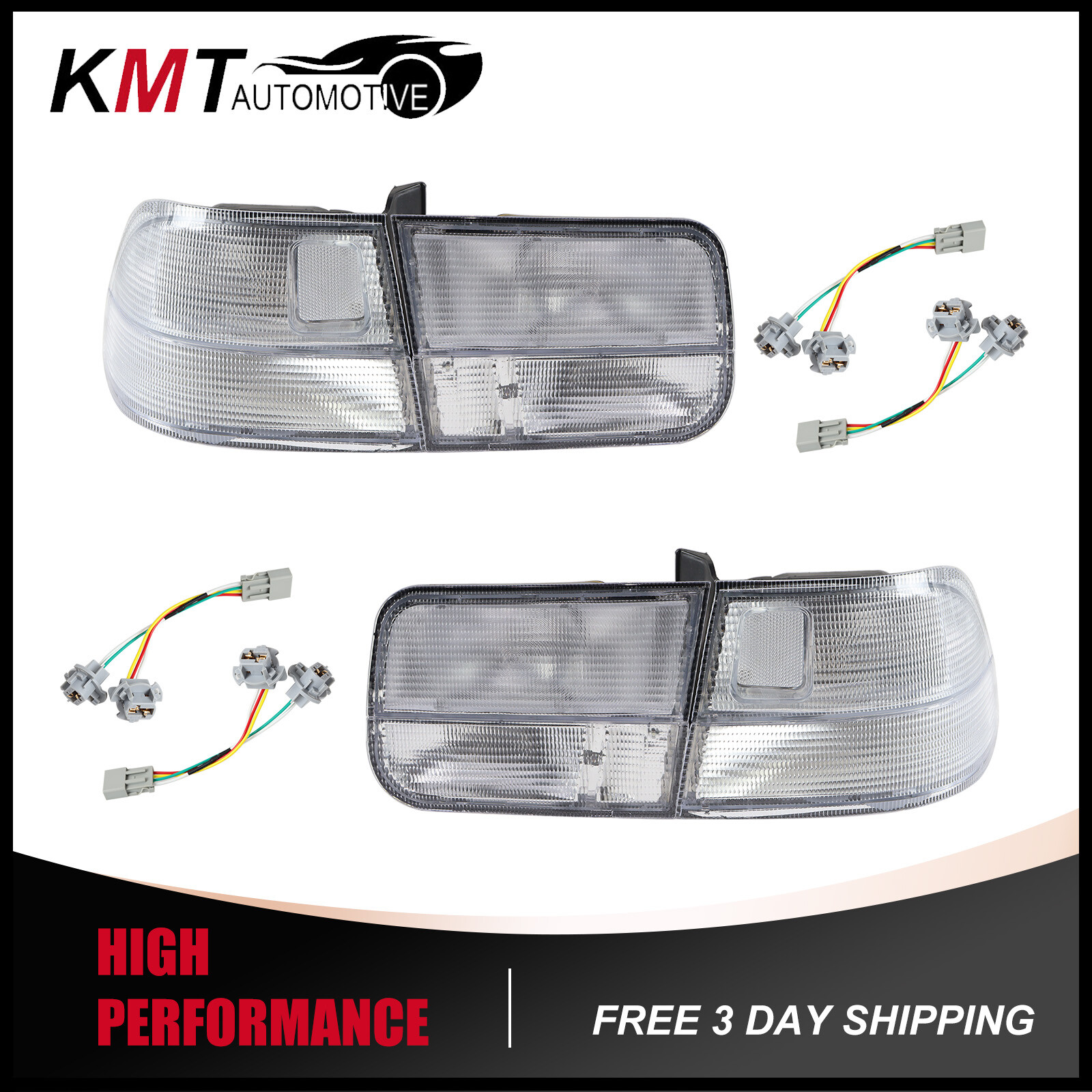 All Clear Rear Tail Light Set For 1996-2000 Honda Civic DX EX HX Si Coupe 2-Door