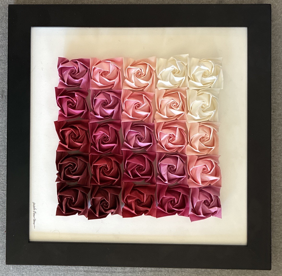 GORGEOUS 14"×14" Framed Origami Rose Art by JASCHA BOWEN KREINER-Colorado-Signed