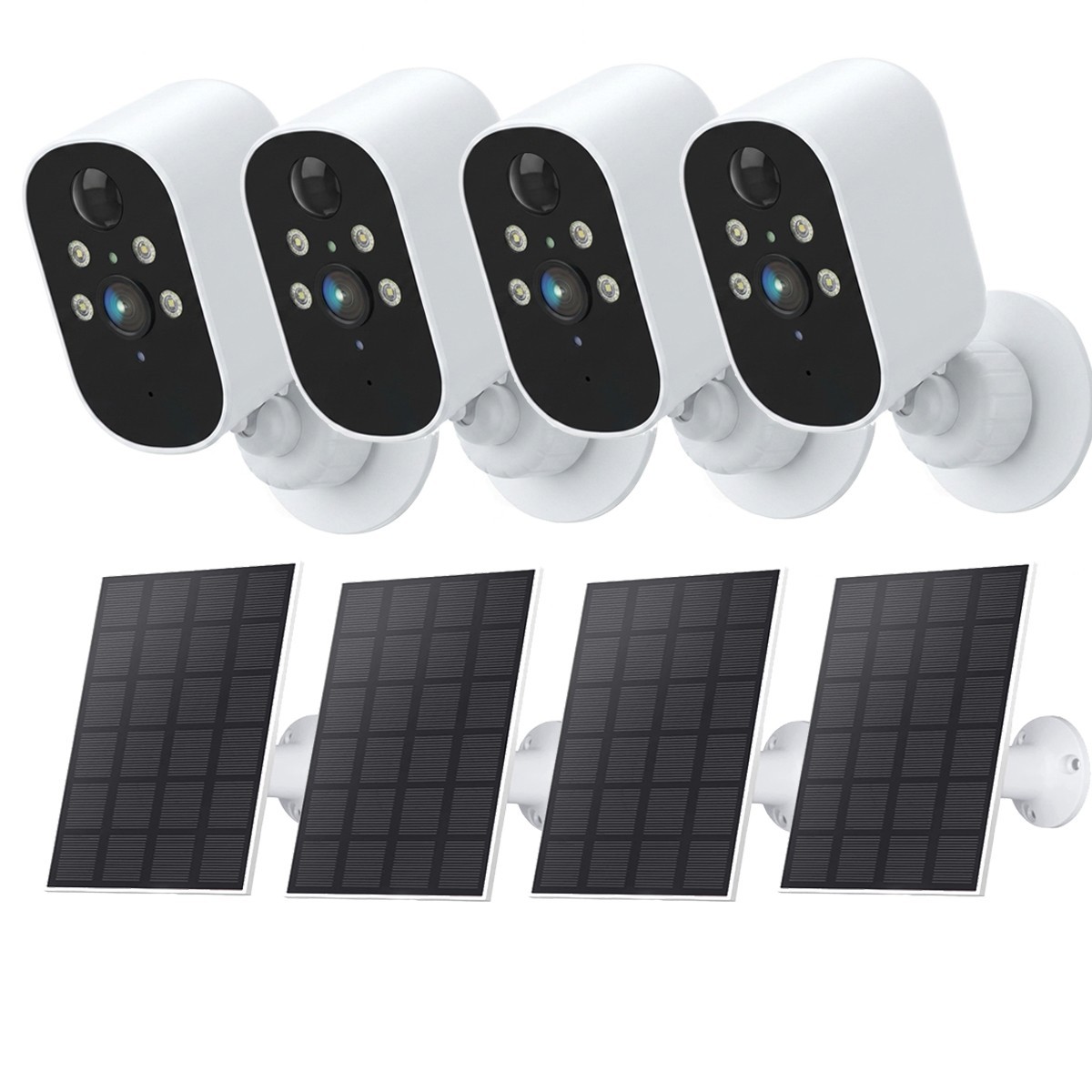4Pcs Solar Security Camera System Outdoor Wireless WiFi Solar Battery Camera
