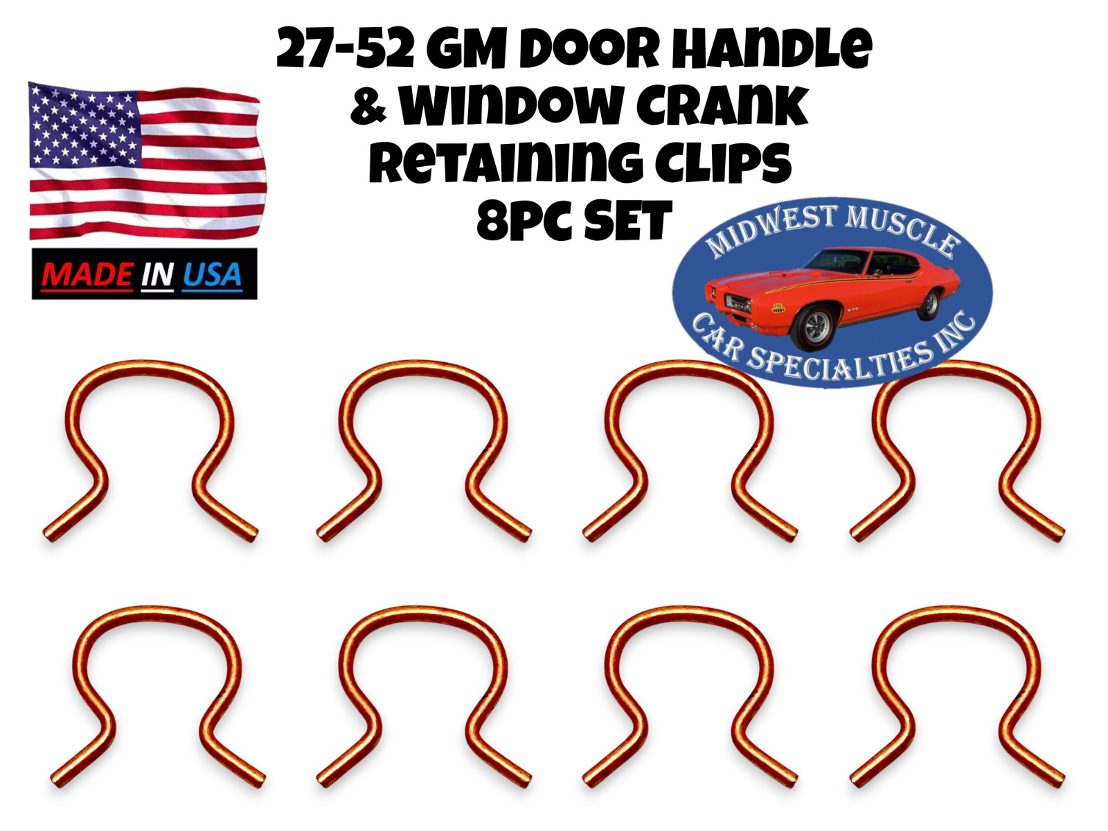 27-52 GM Pontiac Chevy Oldsmobile Door Handle Window Crank Retainer Clips BR