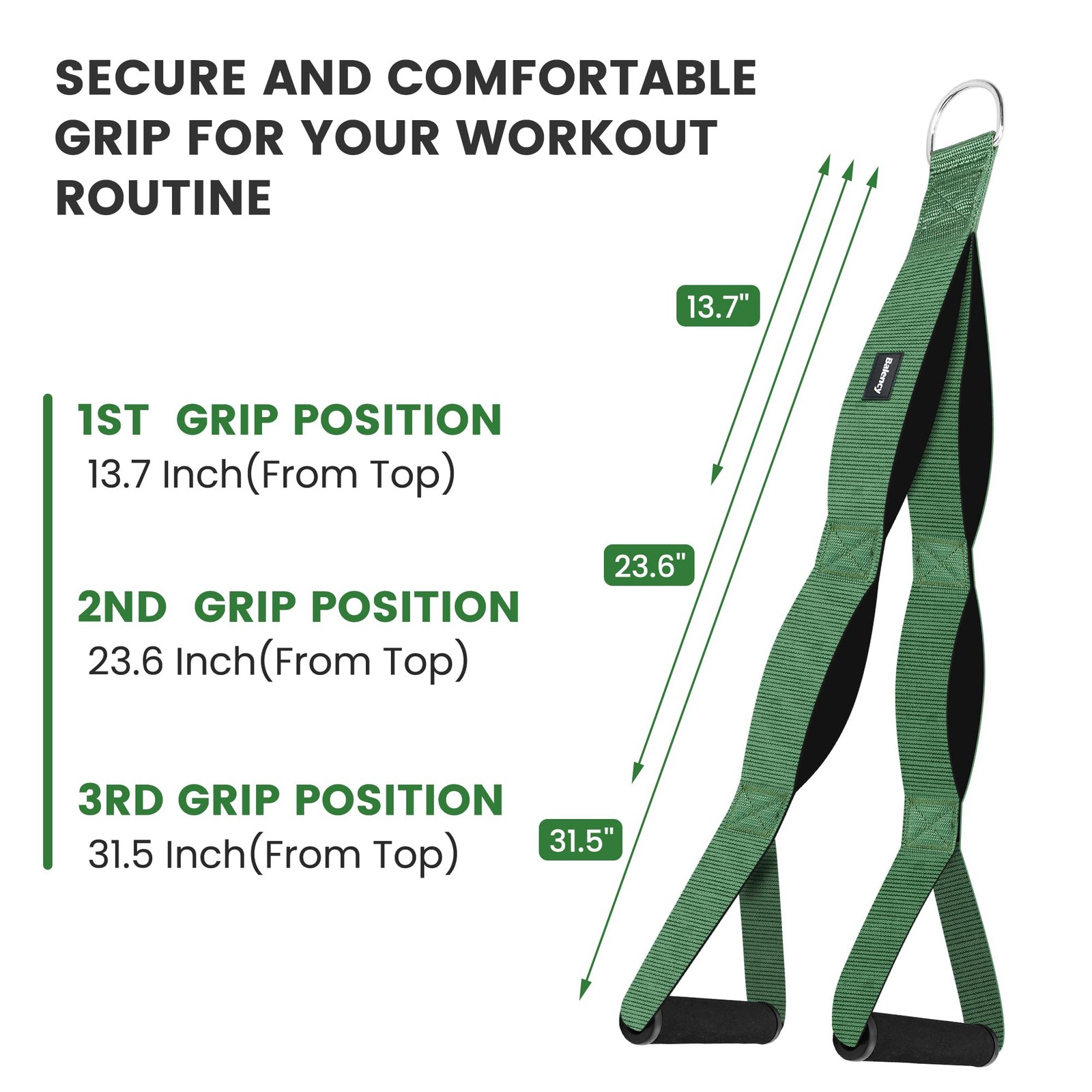 Tricep Rope Cable Attachment Handles, Pull Down for Green