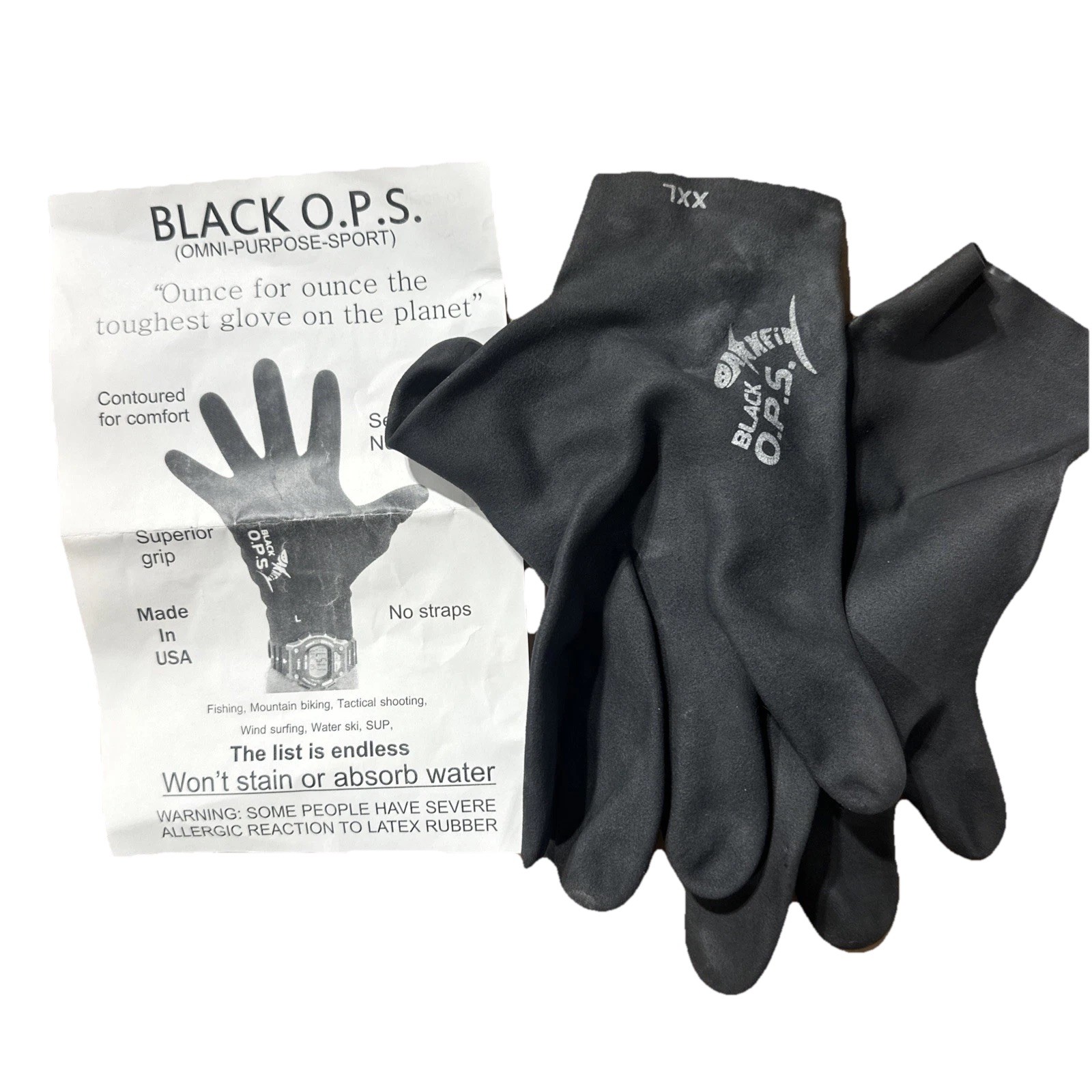 Black OPS Omni Purpose Sport Gloves Made In USA No Straps XXL