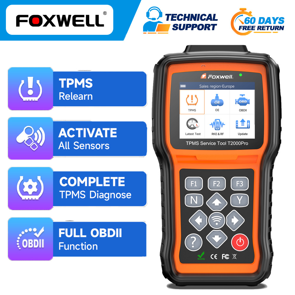 FOXWELL T2000 PRO Tire Pressure TPMS Relearn Activate Sensors Programming Tool