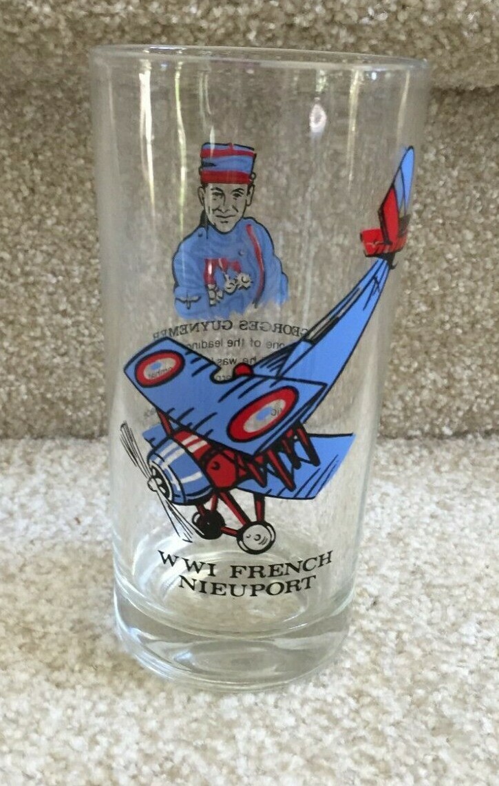 Military Airplane WW1 French Nieuport Tumbler Glass 5 1/2" FREE SHIP