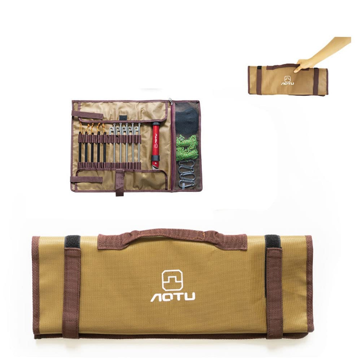 Tent Stake Storage Bag Tent Stake Roll Bag Ground Nail Storage Bag, Heavy Dut...