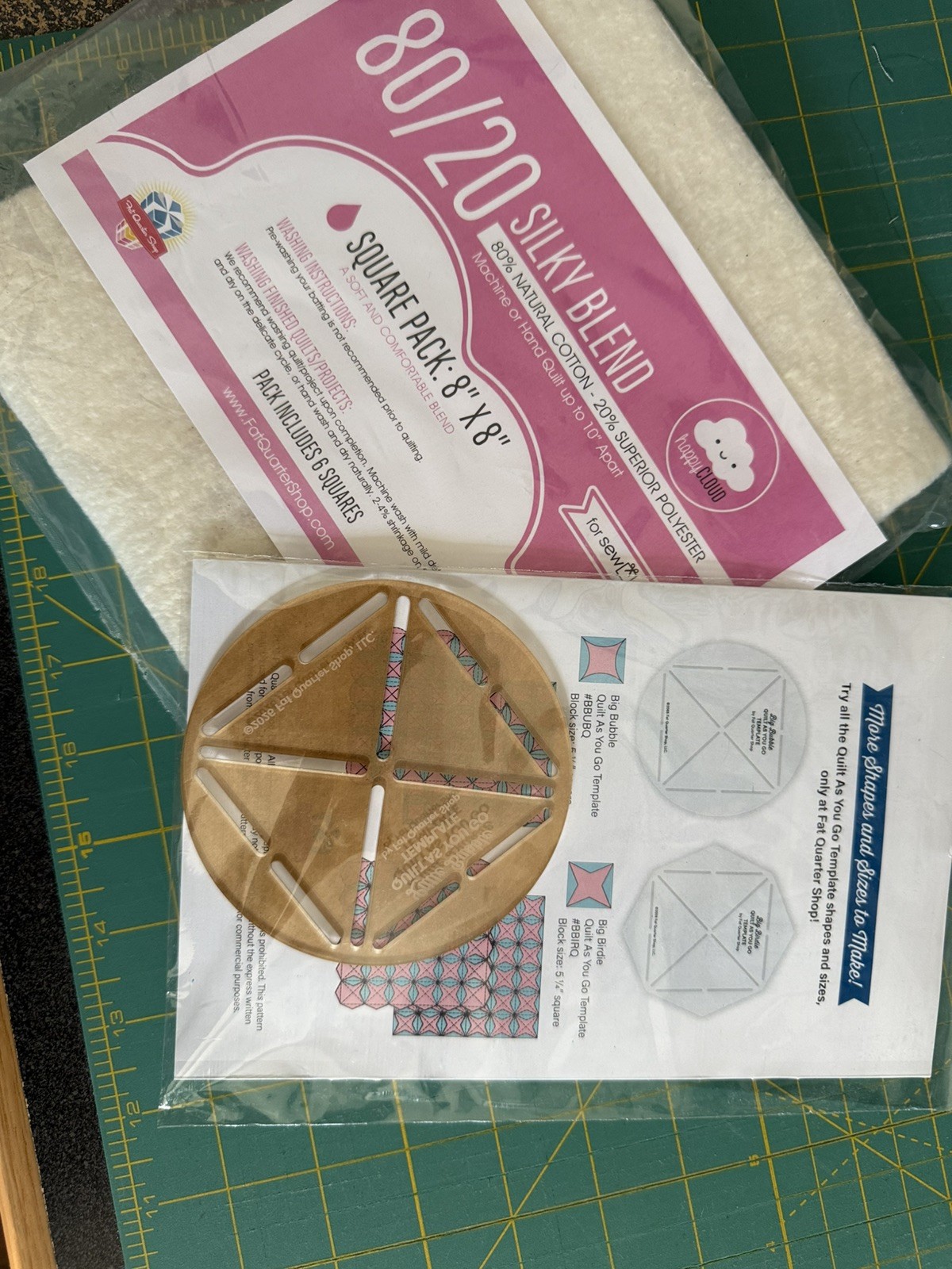 Little Bubble Table Topper Pattern, Batting, QuiltAsYouGo Template Sew Sampler