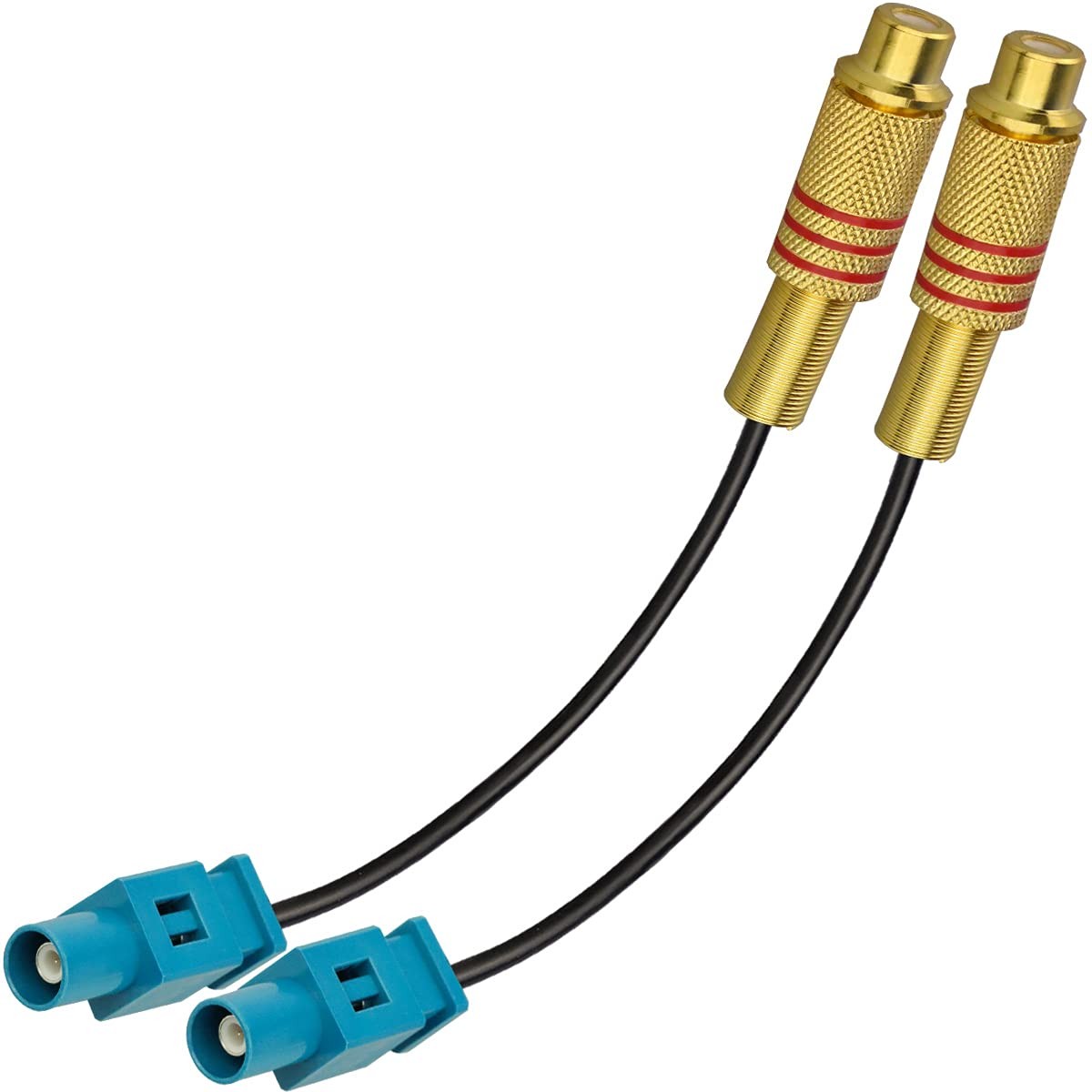 TUOLNK 2 Pack 6inch Fakra Z Waterblue Male to RCA Female 0.43 feet, Blue