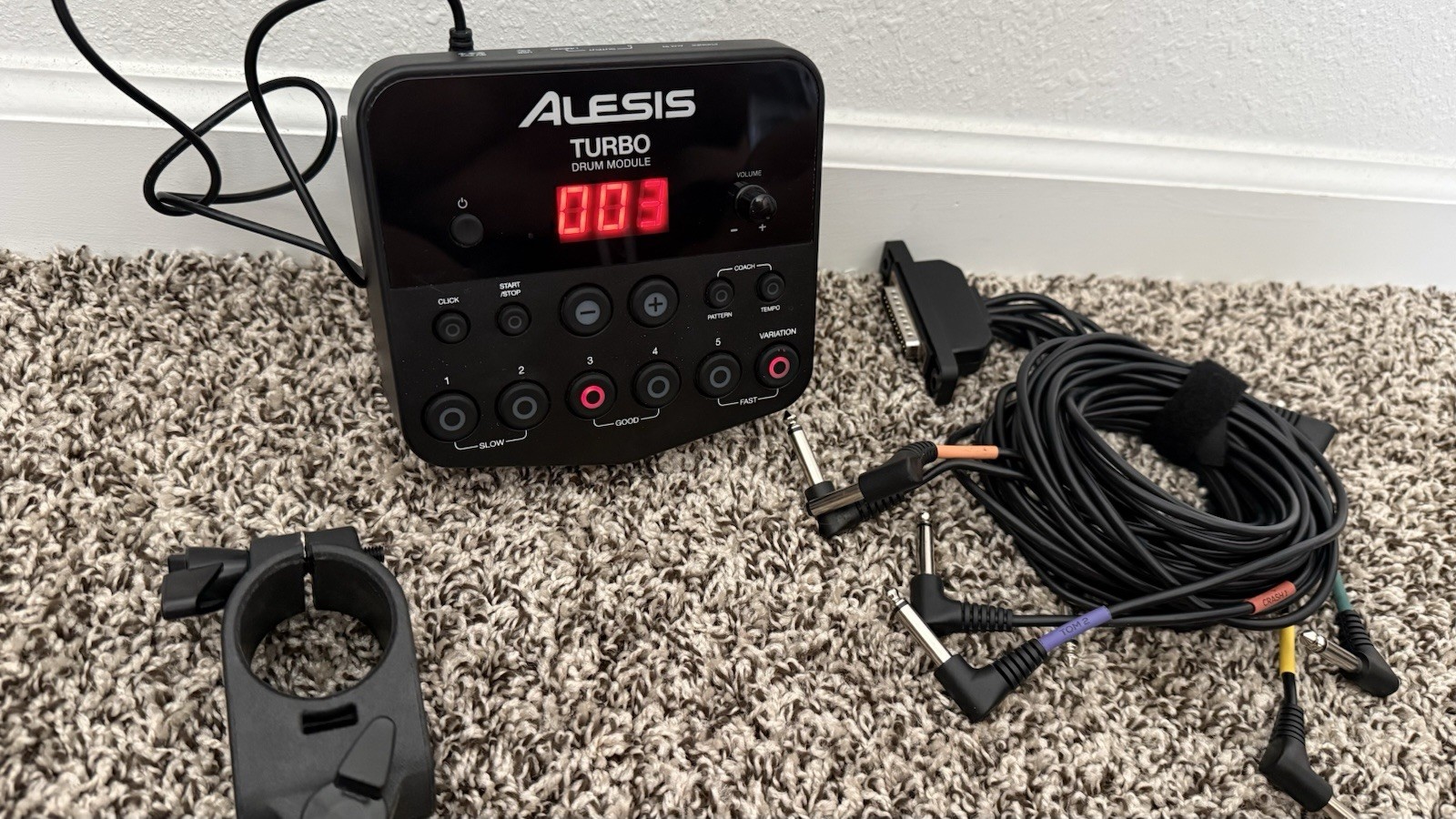 Alesis Turbo Debut Drum Module E w/ Cables Clamp Power Adapter
