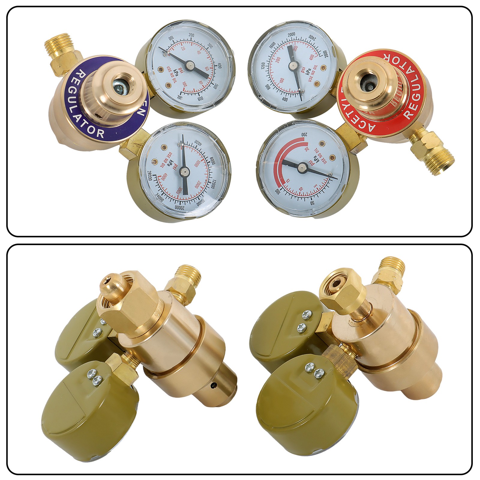 OXYGEN & ACETYLENE Regulators Fit Victor Gas Torch Cutting Solid Brass 4 Welding