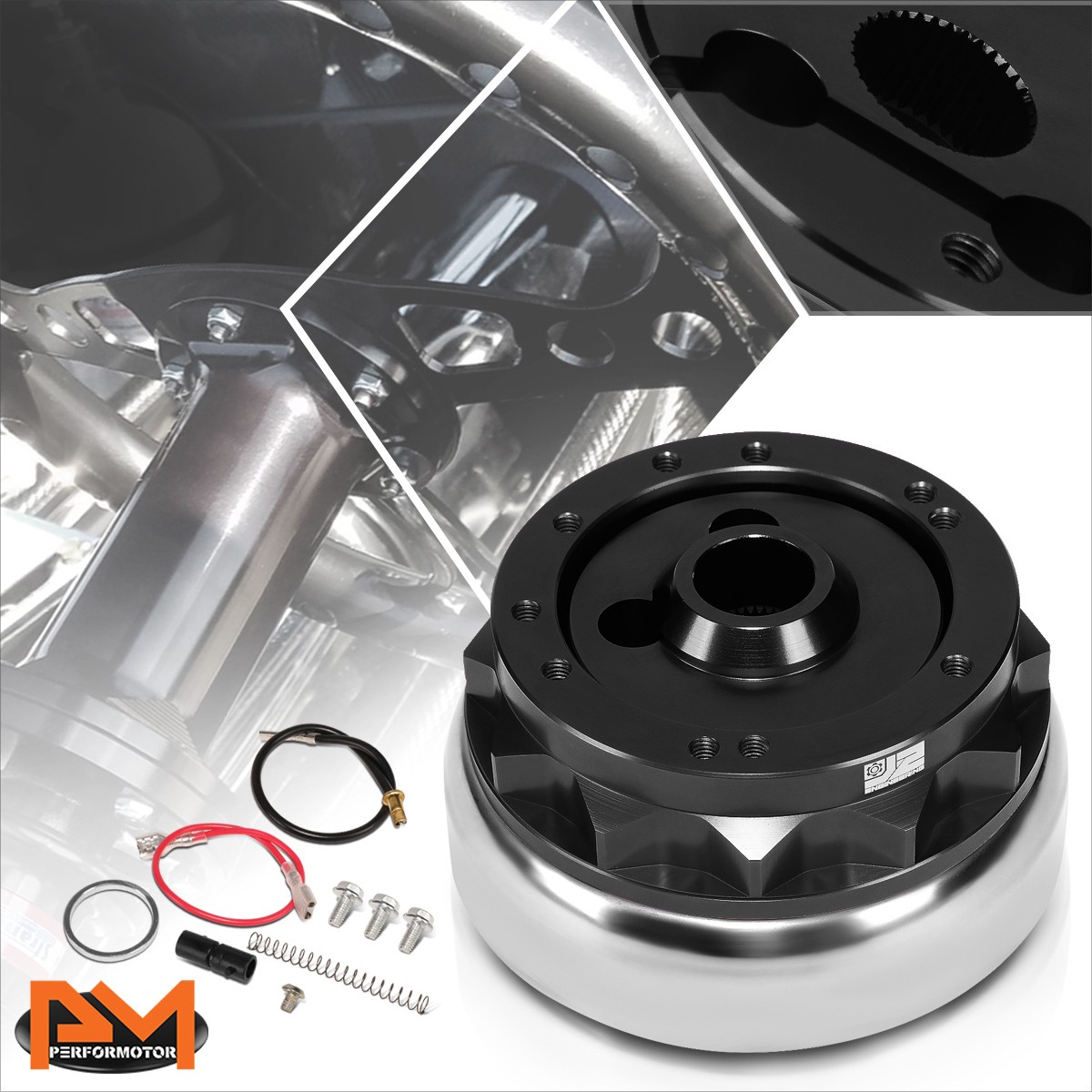 J2 For 65-69 Ford Mustang/Fairlane 6-Bolt Steering Wheel Short Hub Adapter Black