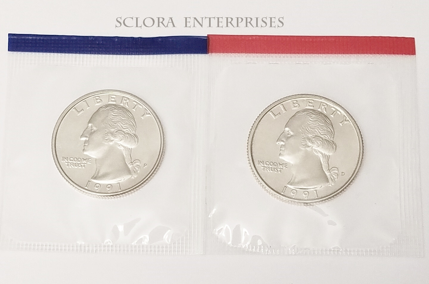 1991 P & D Washington Quarter Coin Set (2 Coins)  *MINT CELLO*  *FREE SHIPPING*