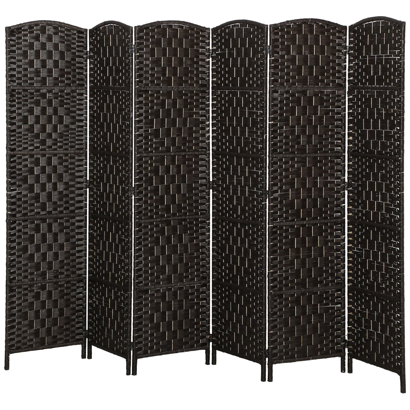 6 Panel Folding Privacy Screen, 6FT Partition Wall Divider, Coffee
