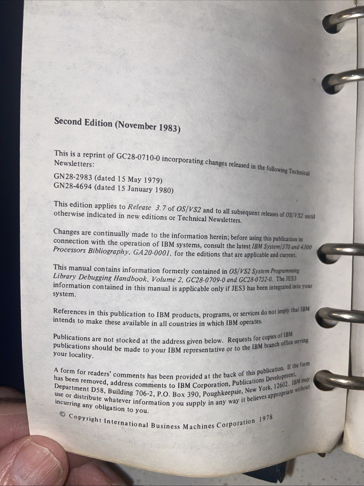 1983 IBM Field Engineering Handbook System OS/VS2 Volume 1,2,3 Reference Summary