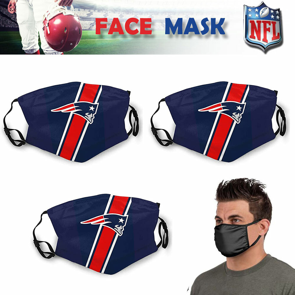 New England Patriots FOCO NFL License Football Adult Face Cover Mask 3 Pack NEW