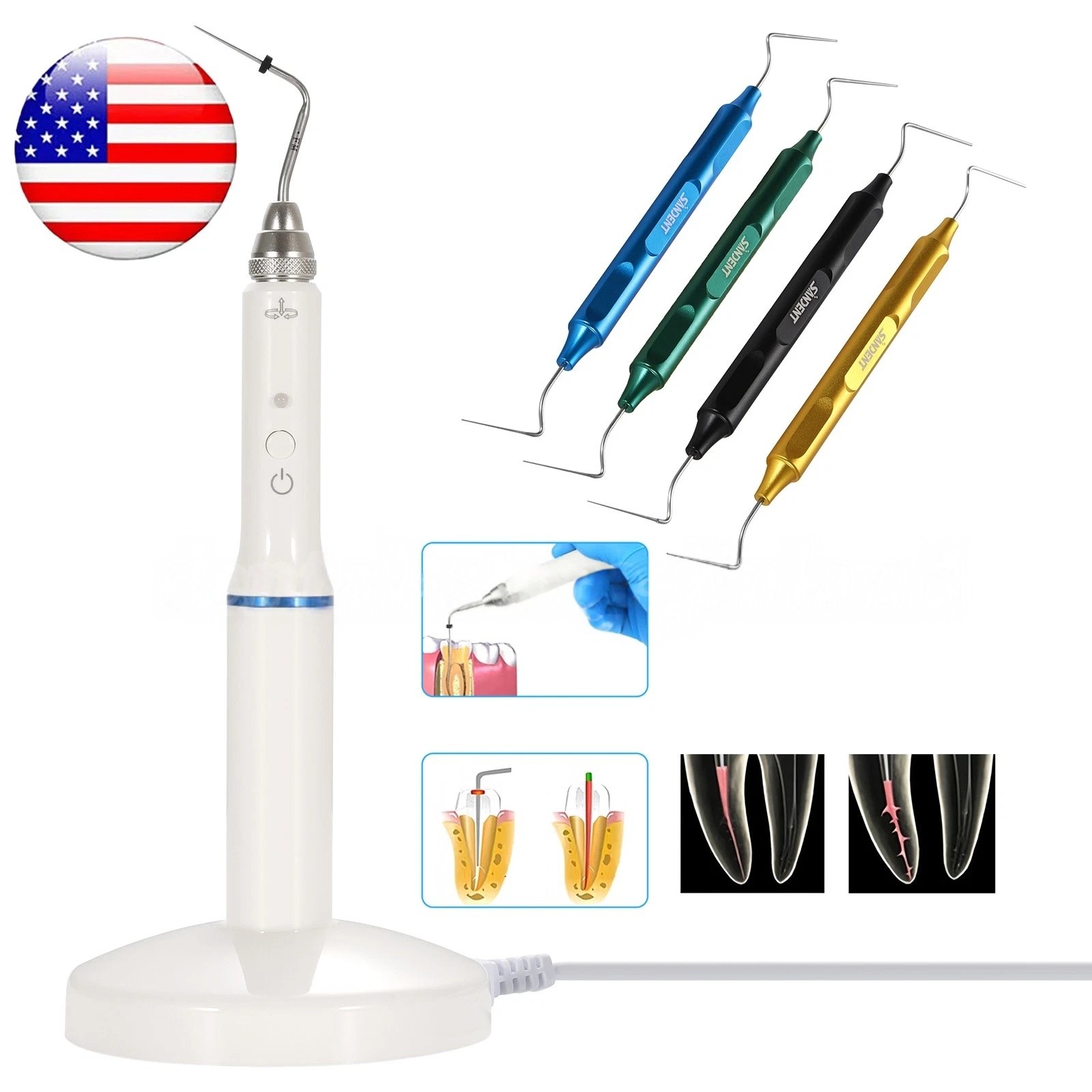 Dental Obturation System Endo Heated Pen/Condenser Gutta Percha Tip Hand Plugger