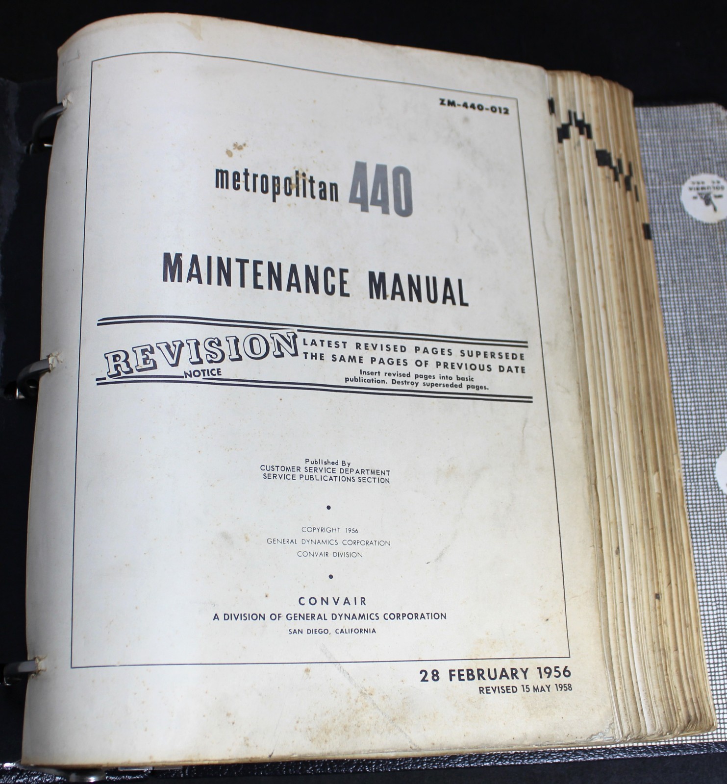 1956 Metropolitan Model 440 Maintenance Manual - Convair Liner - Aircraft