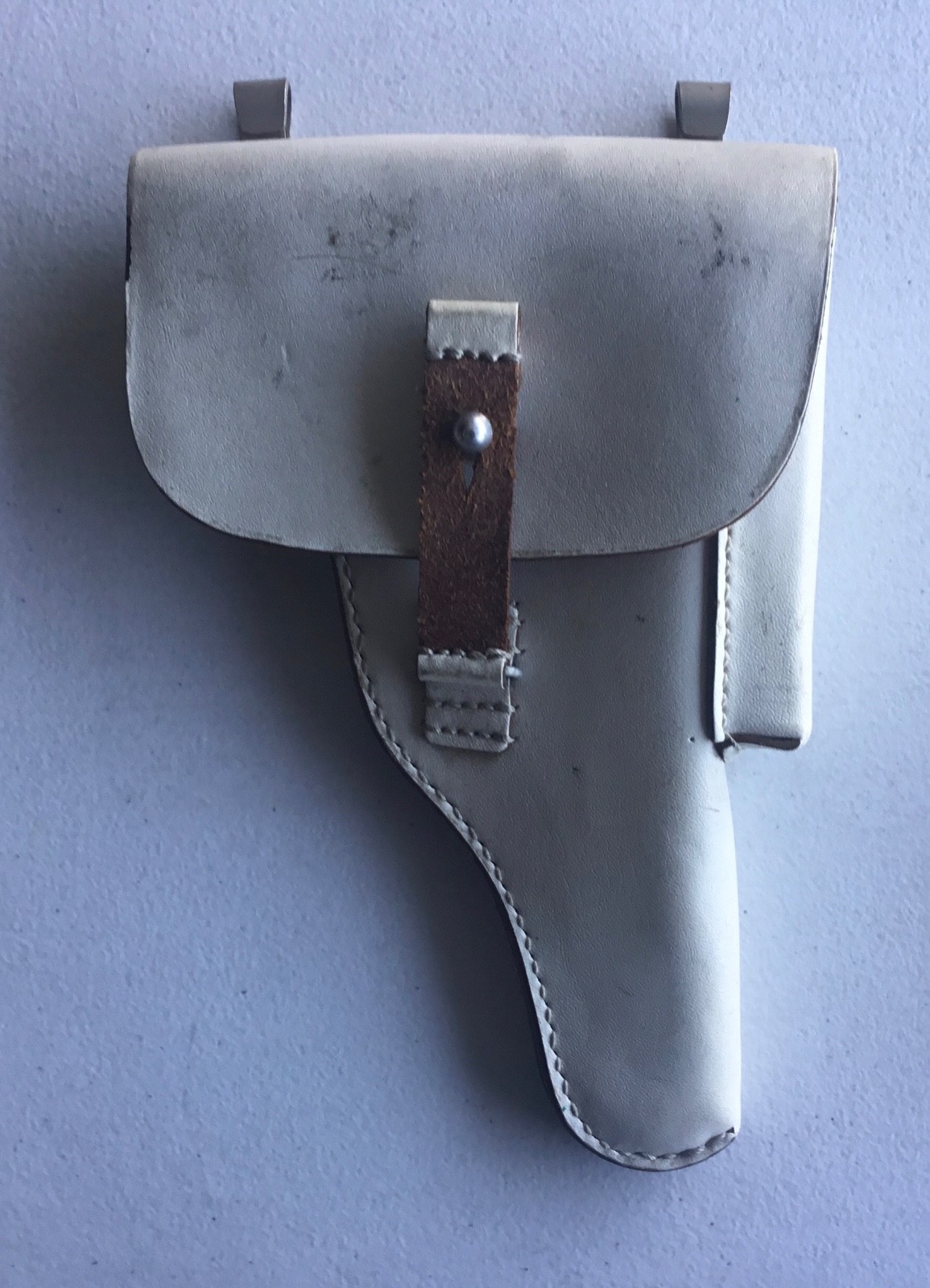 Vintage White Leather German P-38 Pistol Holster Police Possibly 1974