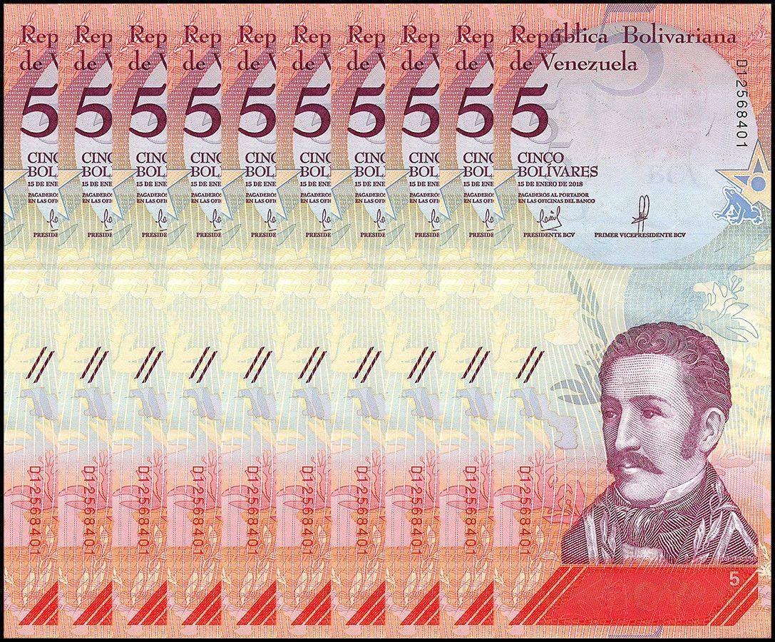 Venezuela 5 Bolivar Soberano, 2018, P-102a, UNC X 10 PCS