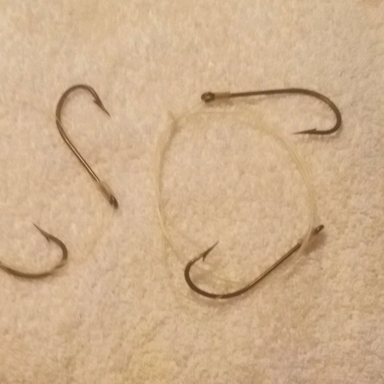 Bronze Snelled Bait Hooks Size 1/0 w/ Snell Knot Leader Line, Pack of 2 double