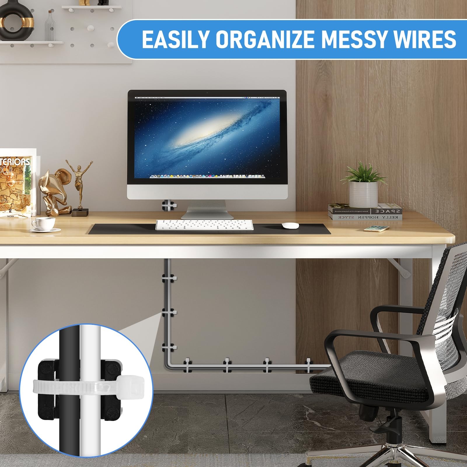 100PCS Cable Zip Tie Mounting Base Wire Holder Organizer With Screw Hole
