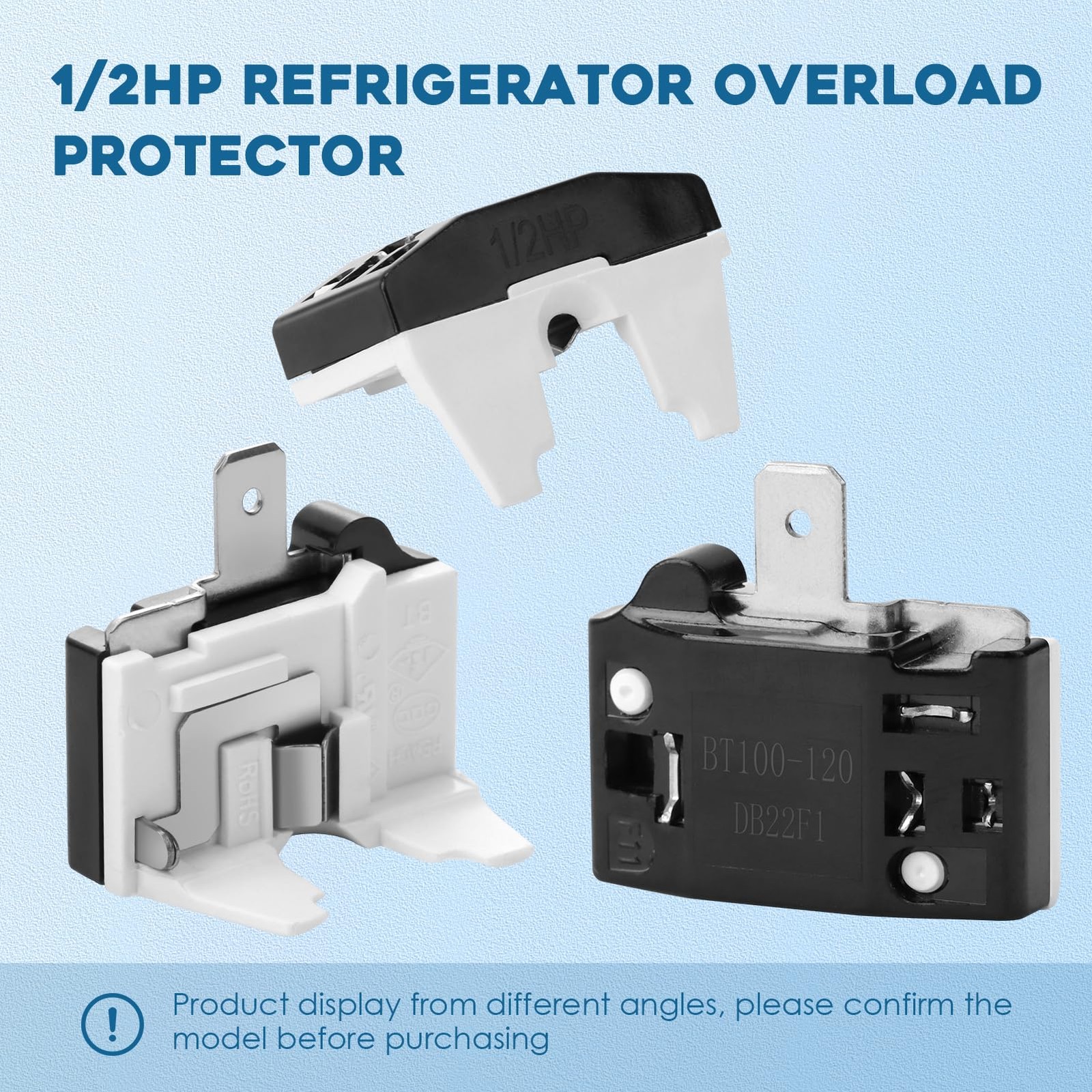 Refrigerator Starter Relay Set, 3 Pin 4.7 Ohm PTC Fridge Compressor Starter w...