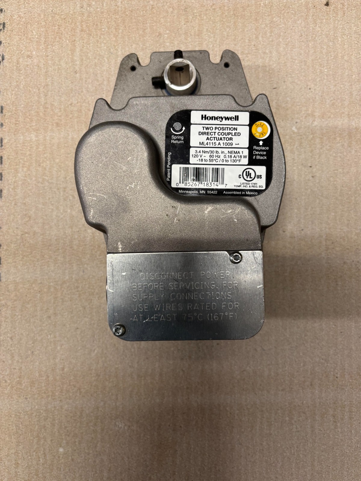 Honeywell ML4115A1009 Two Position Direct Coupled Fire Smoke Damper Actuator