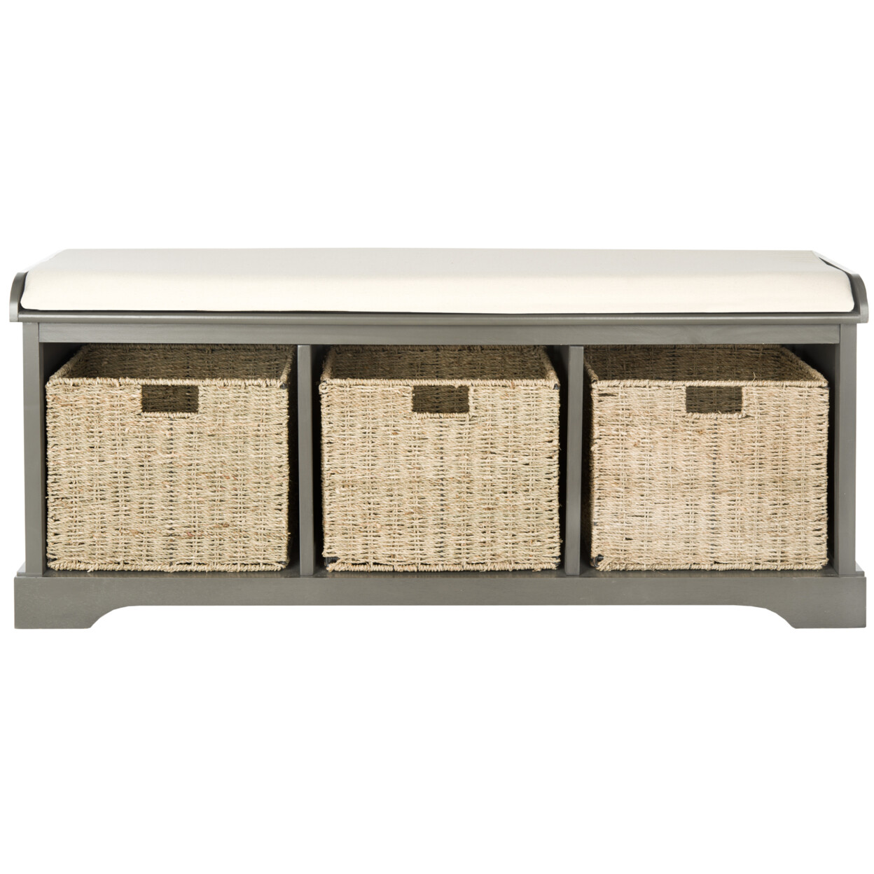 SAFAVIEH Lonan Wicker Storage Bench | Grey |