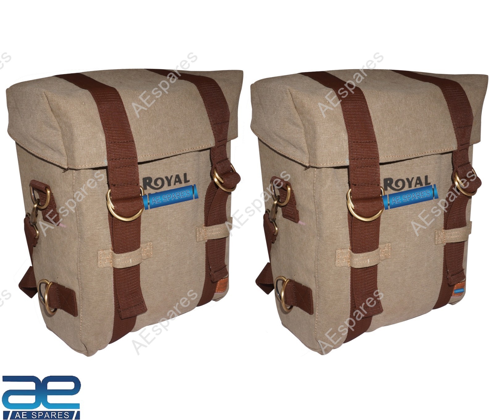 Military Pannier Bags Canvas Khaki For Royal Enfield New Classic Reborn 350 ECs