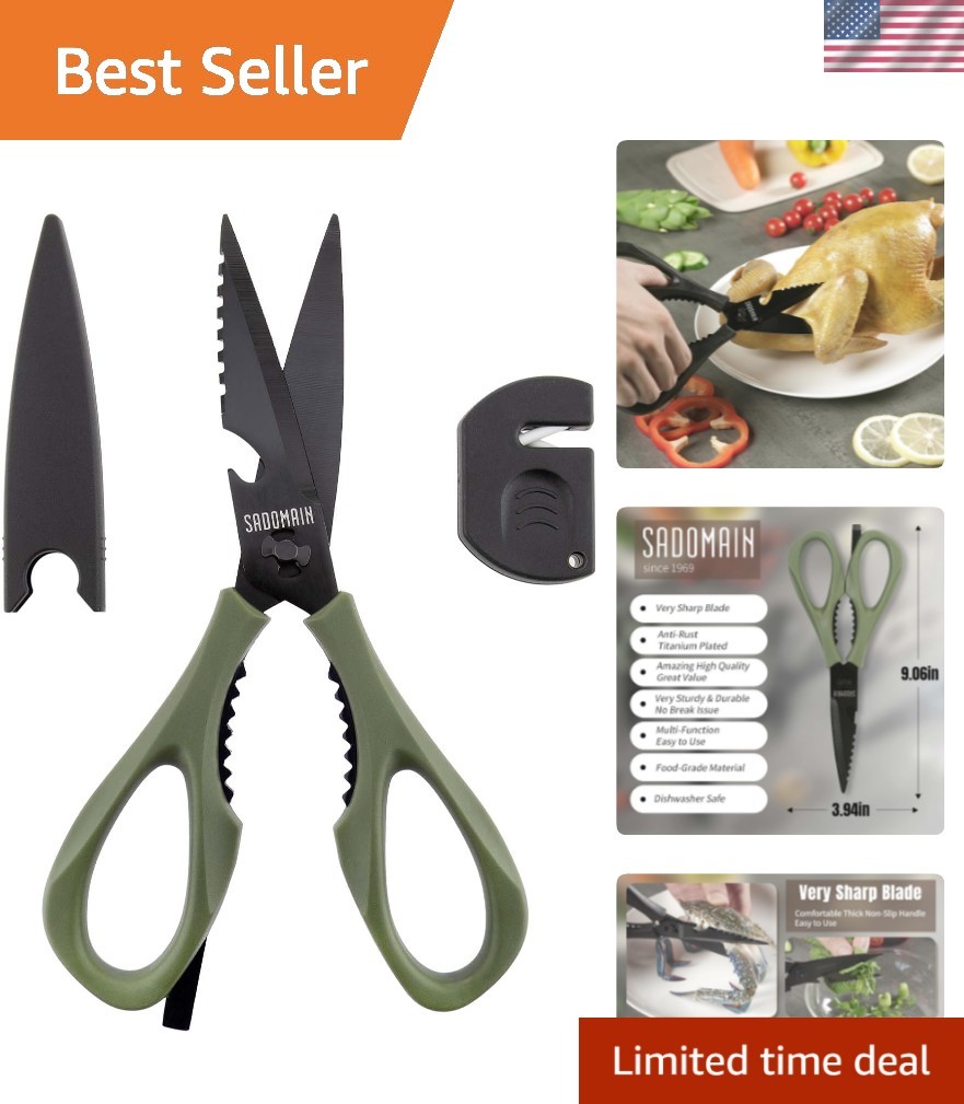 Kitchen Scissors All Purpose, Extra Sharp Kitchen Shears with Knife Sharpener...