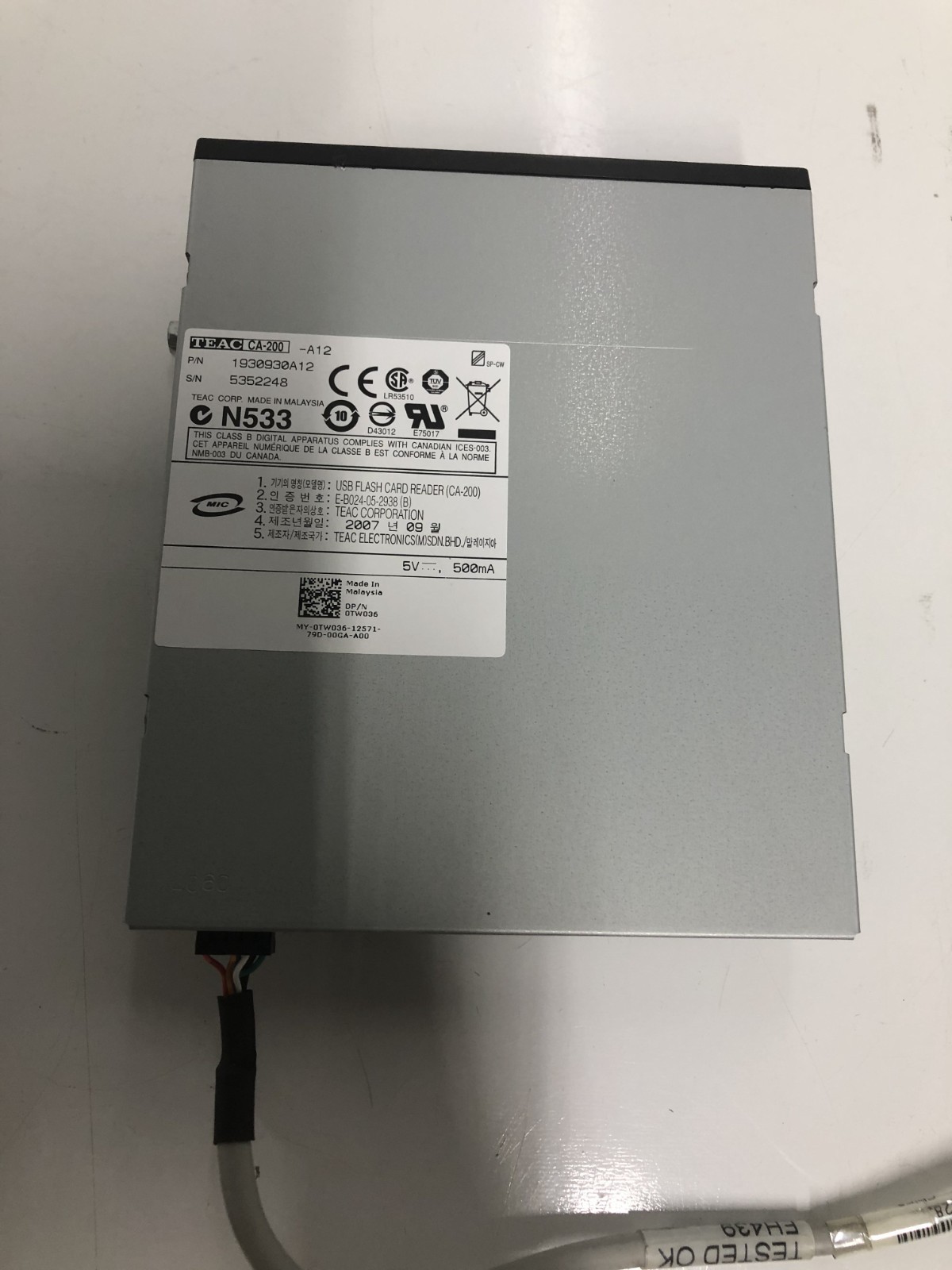 Used USB Flash Card Reader TEAC model CA-200 w/Cable