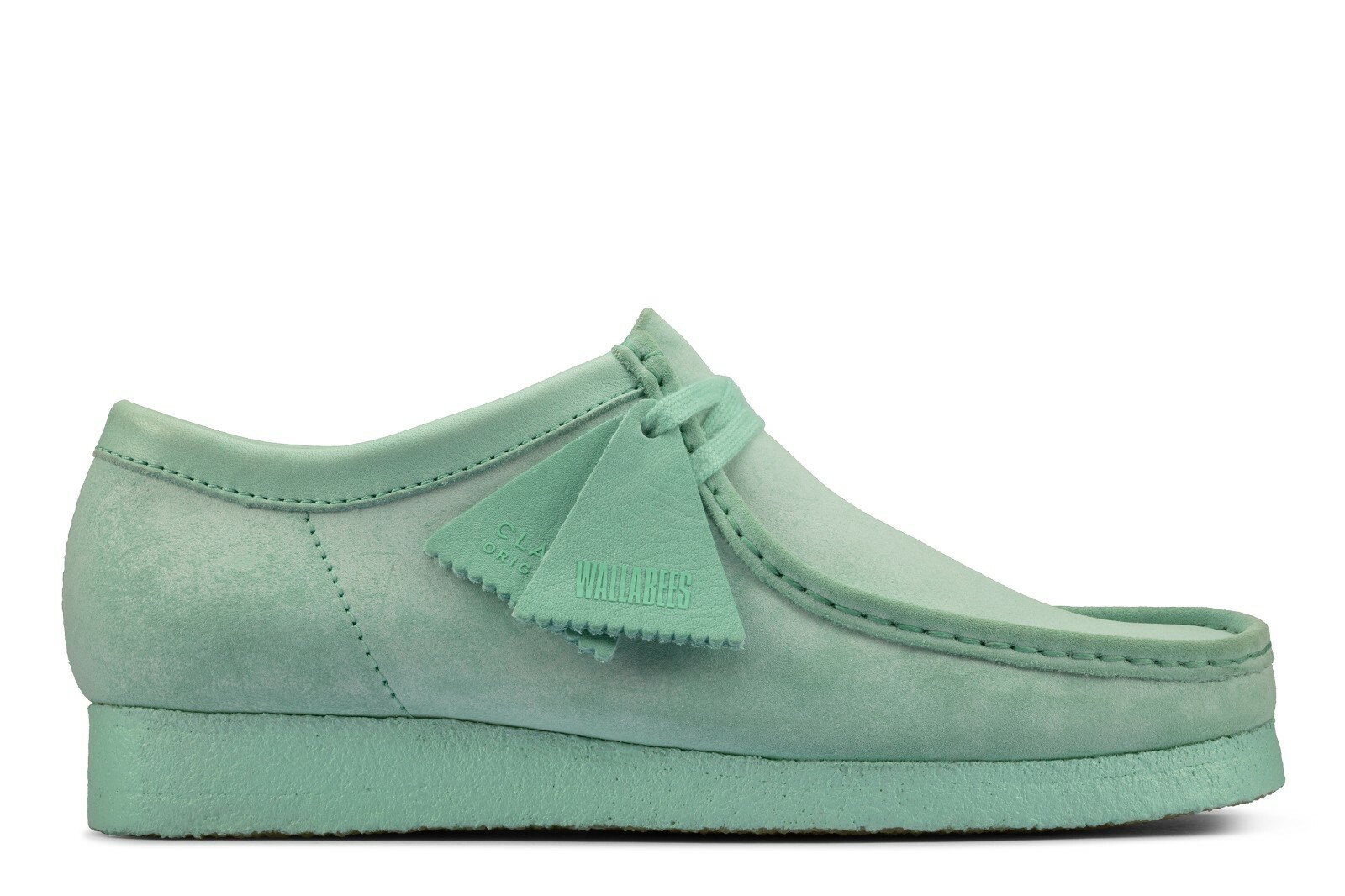 NEW MENS CLARKS ORIGINALS WALLABEE LOW LIMITED EDITION MINT GREEN SUEDE SHOES