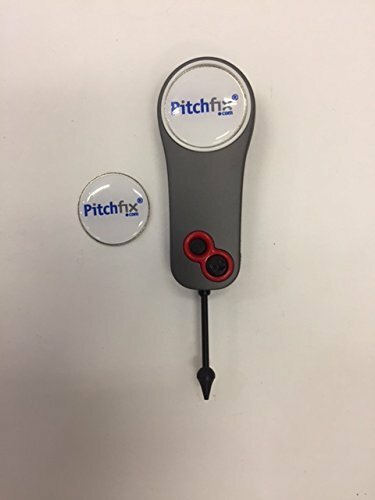 Pitchfix Fusion Single Prong Divot Tool Gunmetal/Red, with extra marker