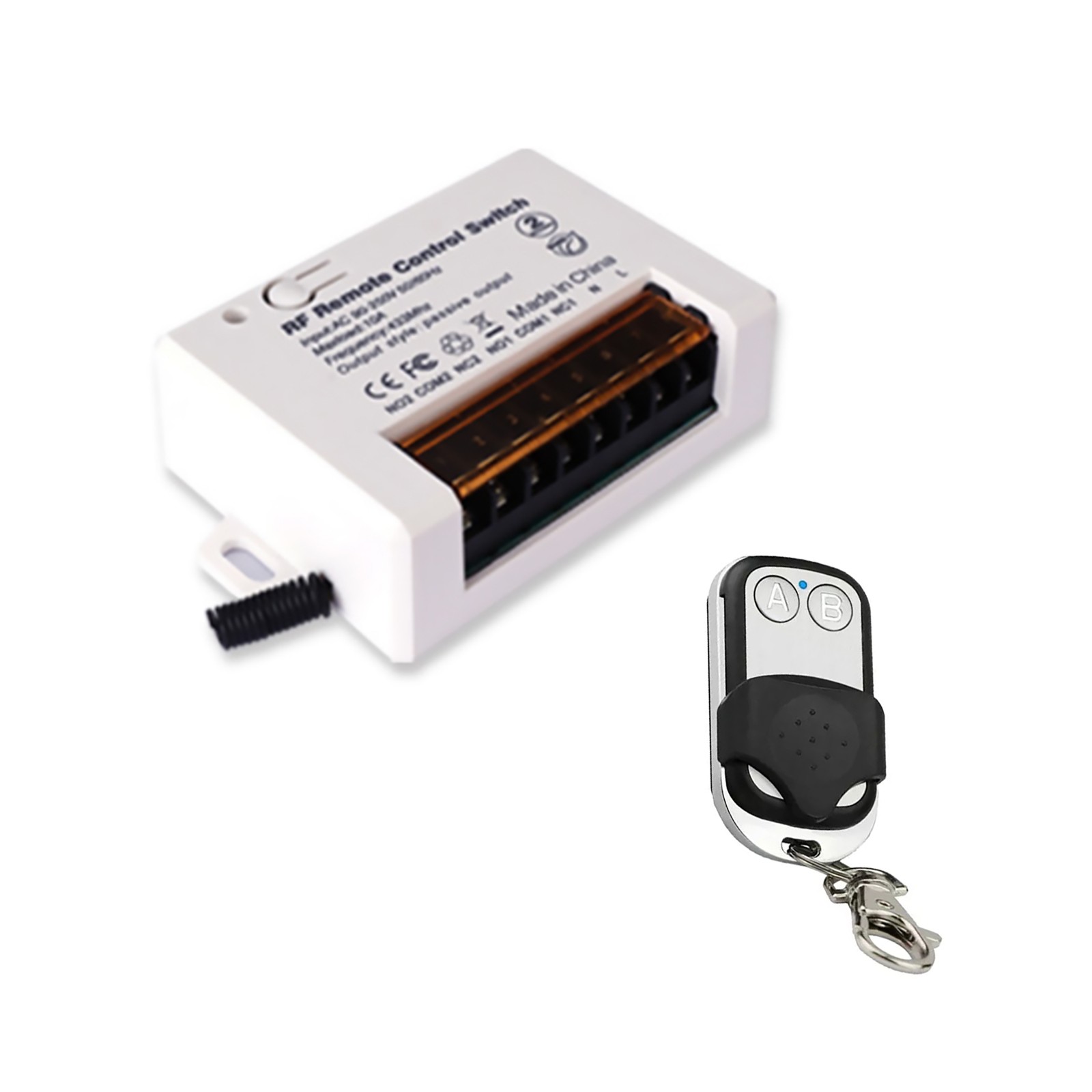 2Ch Relay Receiver Wireless Remote Control Switch for Garage/Gate 110V 220V.
