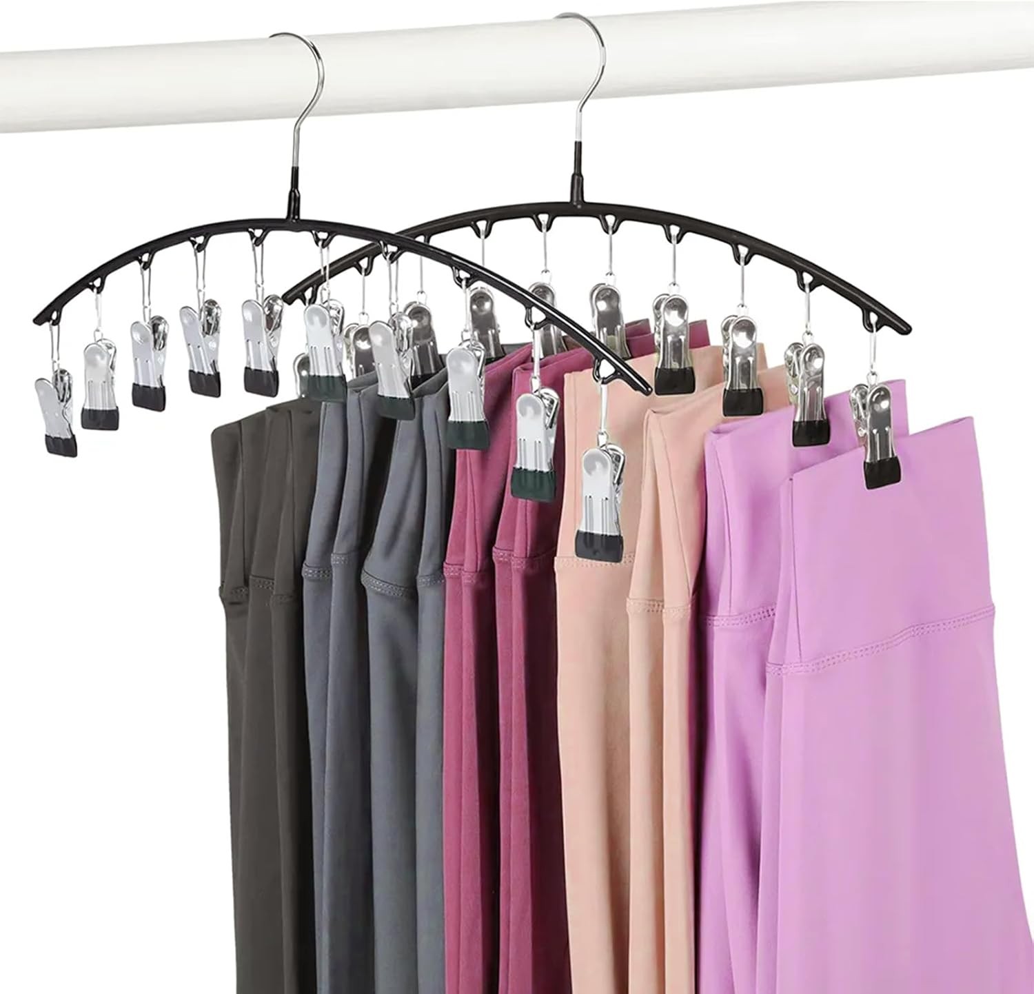Legging Hangers Closet Organizer Hat Hangers Closet 2 Pack W/ 10 Clips Holds 20