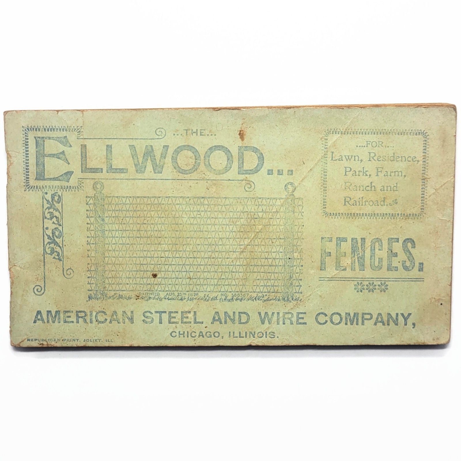 Antique 1898 Ellwood Fences Catalog American Steel And Wire Co Chicago Illinois
