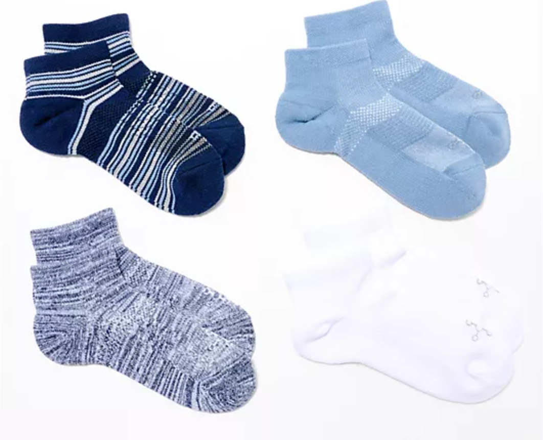 Tommie Copper 4 Pack Ultra Temp & Ultraguard Ankle Socks Blue Stripe - Medium