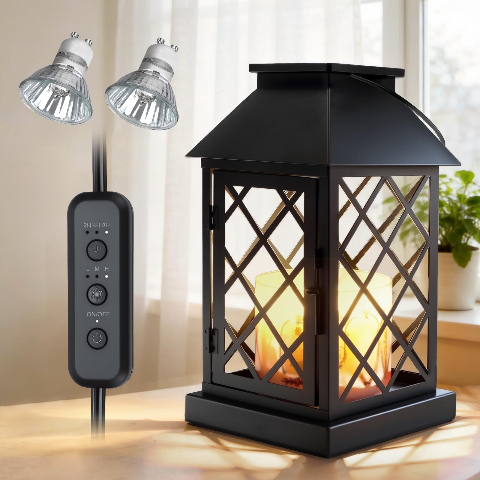 Candle Warmer Lamp with Timer, Dimmable Candle Warmer Lantern for Large 3 Wic...